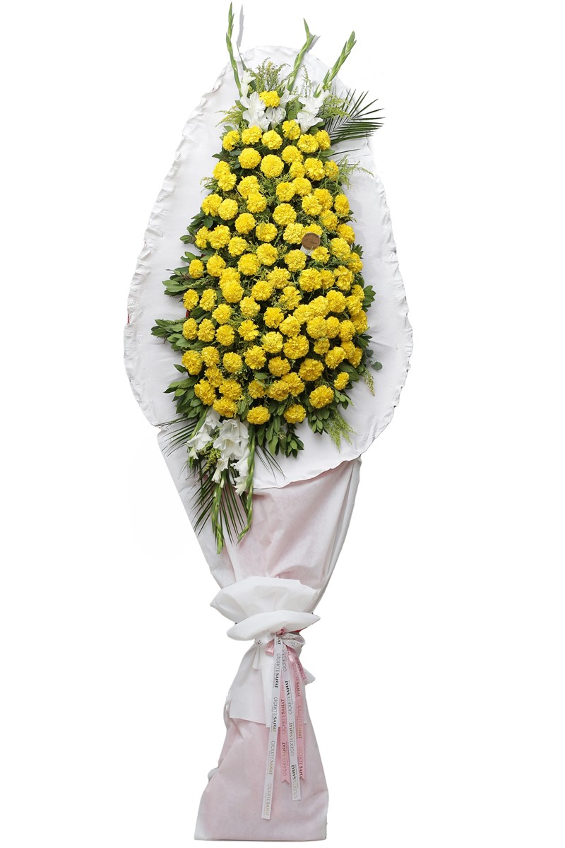 Sarı Cinya Çiçekli Çelenk