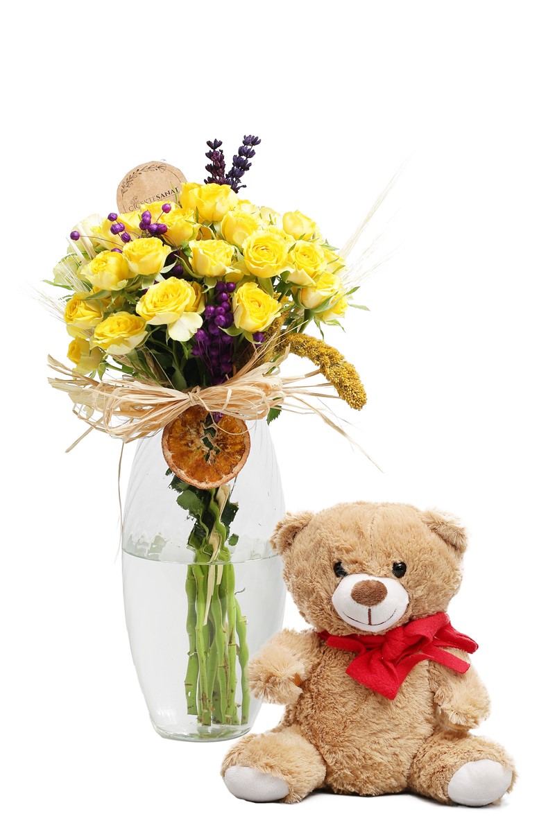 Teddy & Yellow Roses