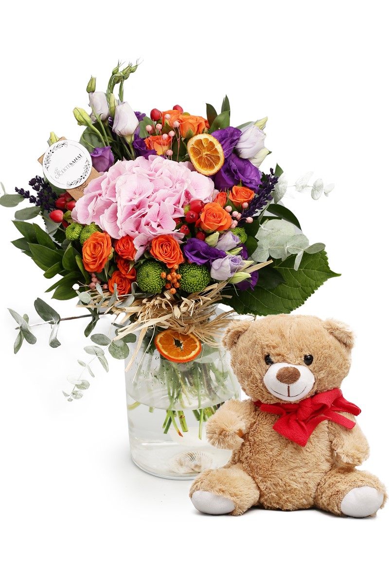 Teddy & Mix Kisses Vazoda Çiçek