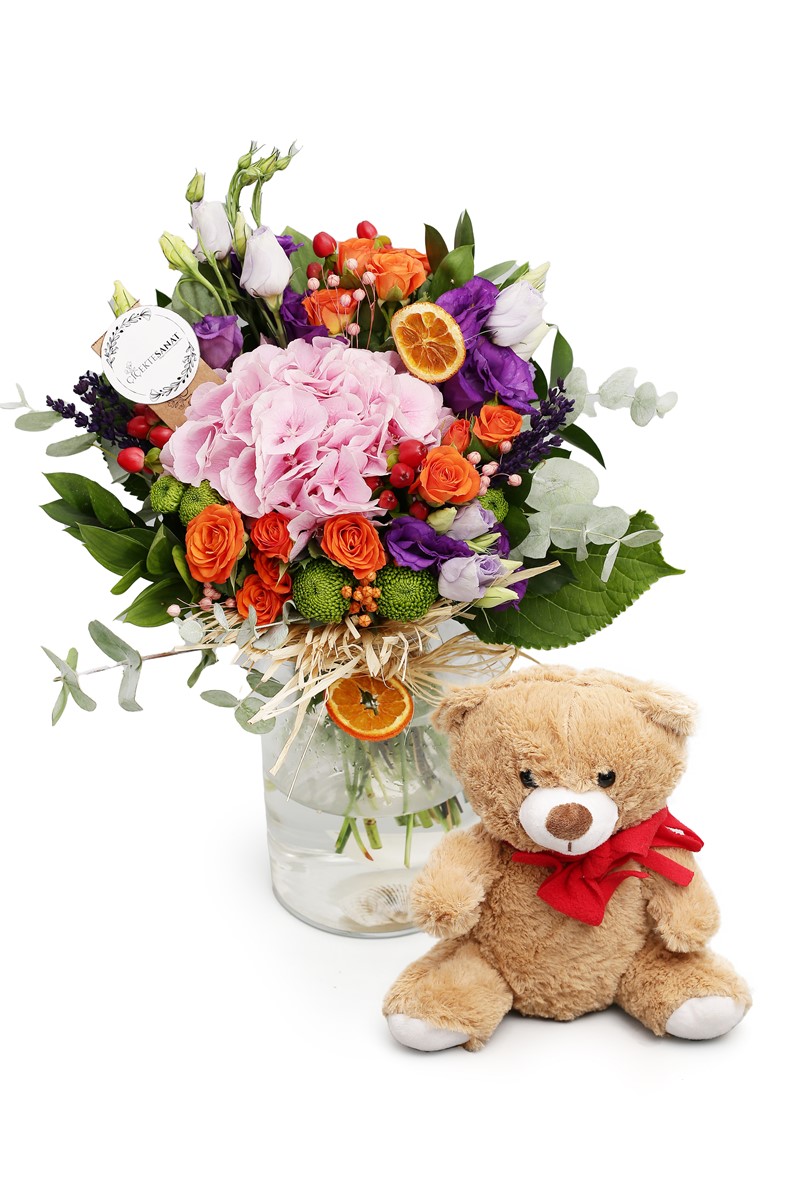 Teddy & Mix Kisses Vazoda Çiçek