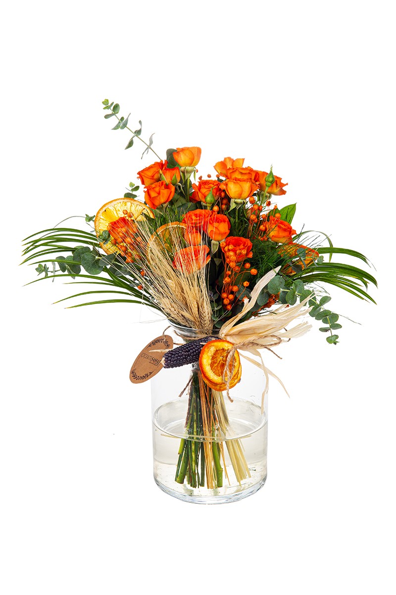 Orange Roses İn Luxury Vase