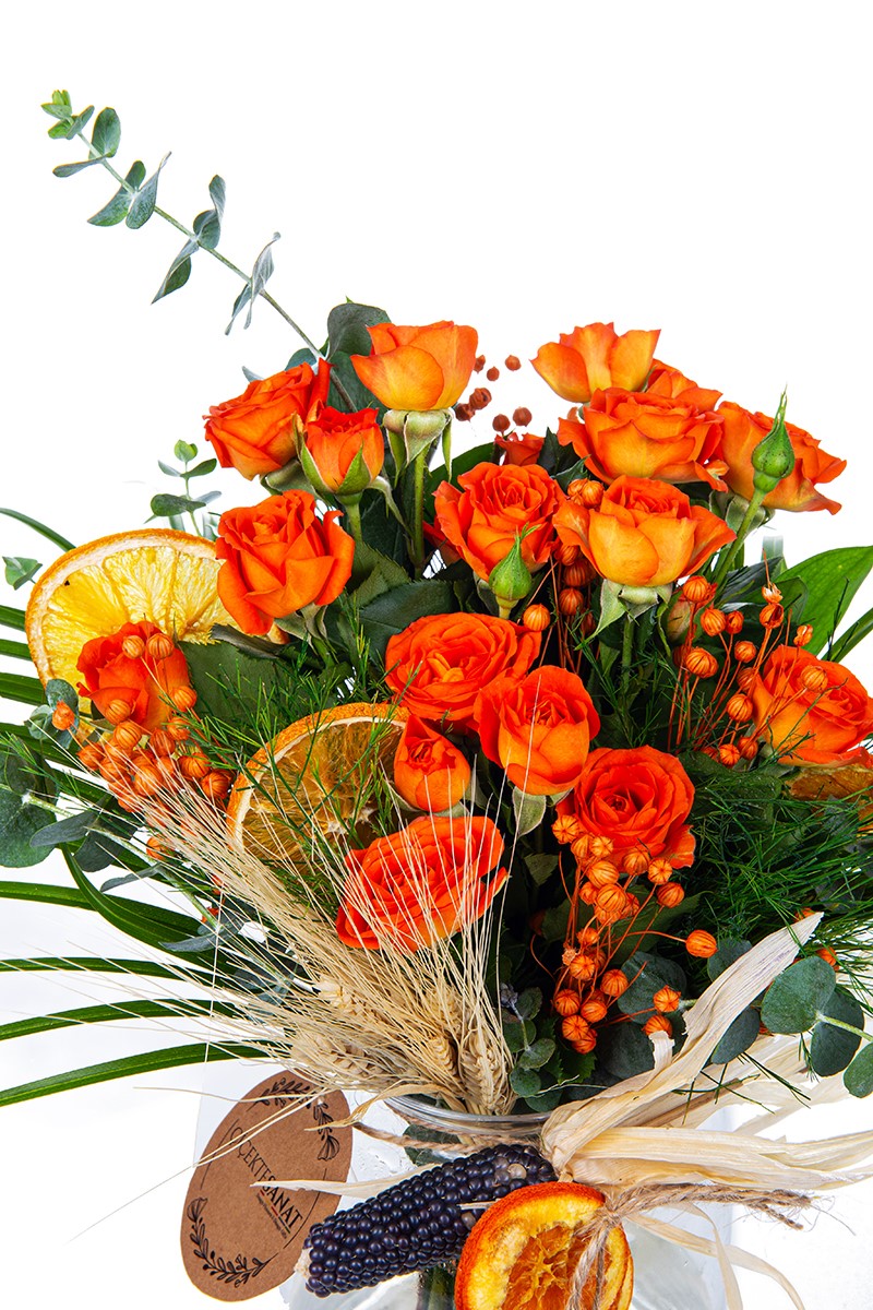 Orange Roses İn Luxury Vase